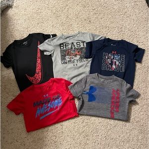 Four boys under Armour shirt and one Nike all size 7